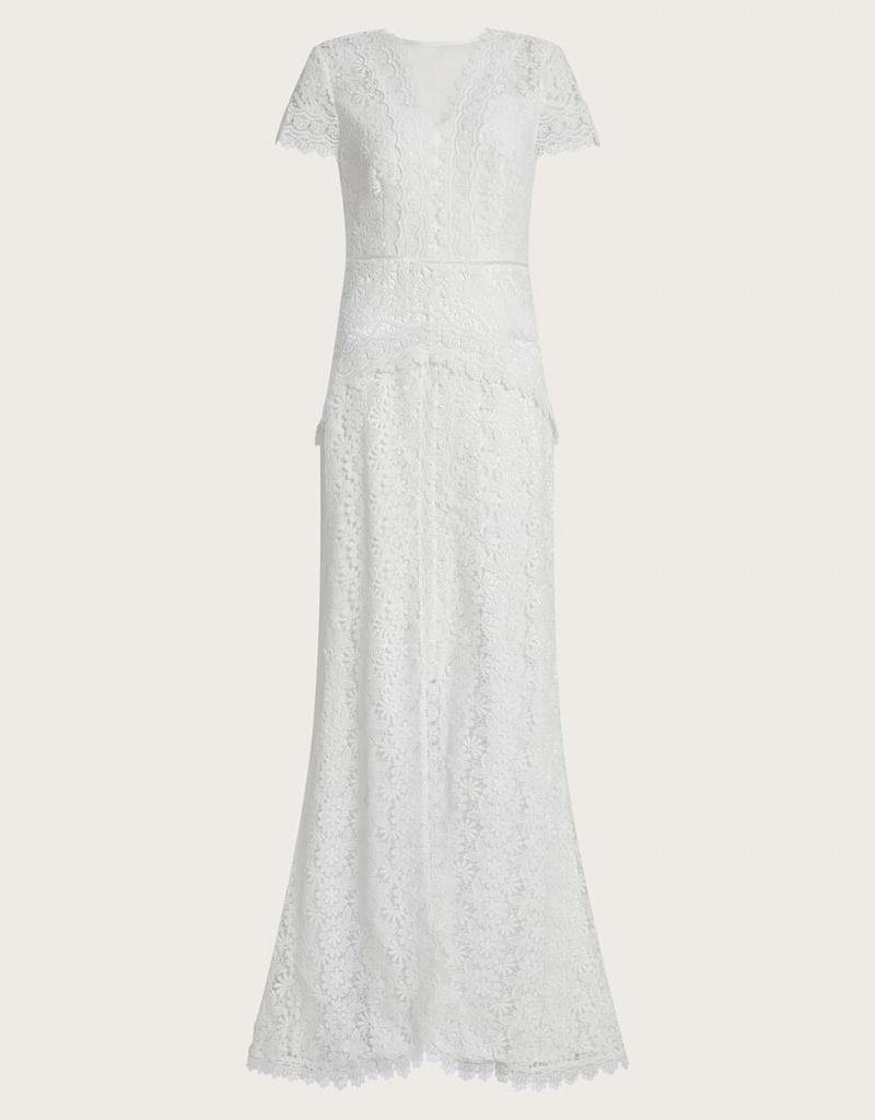 White Women's Monsoon Sienna Lace Bridal Dress | SLX-5310