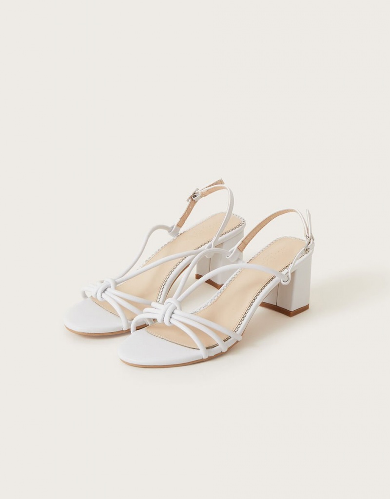 White Women's Monsoon Strappy Block Heel Sandals | DVM-6242