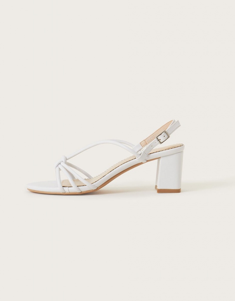 White Women's Monsoon Strappy Block Heel Sandals | DVM-6242