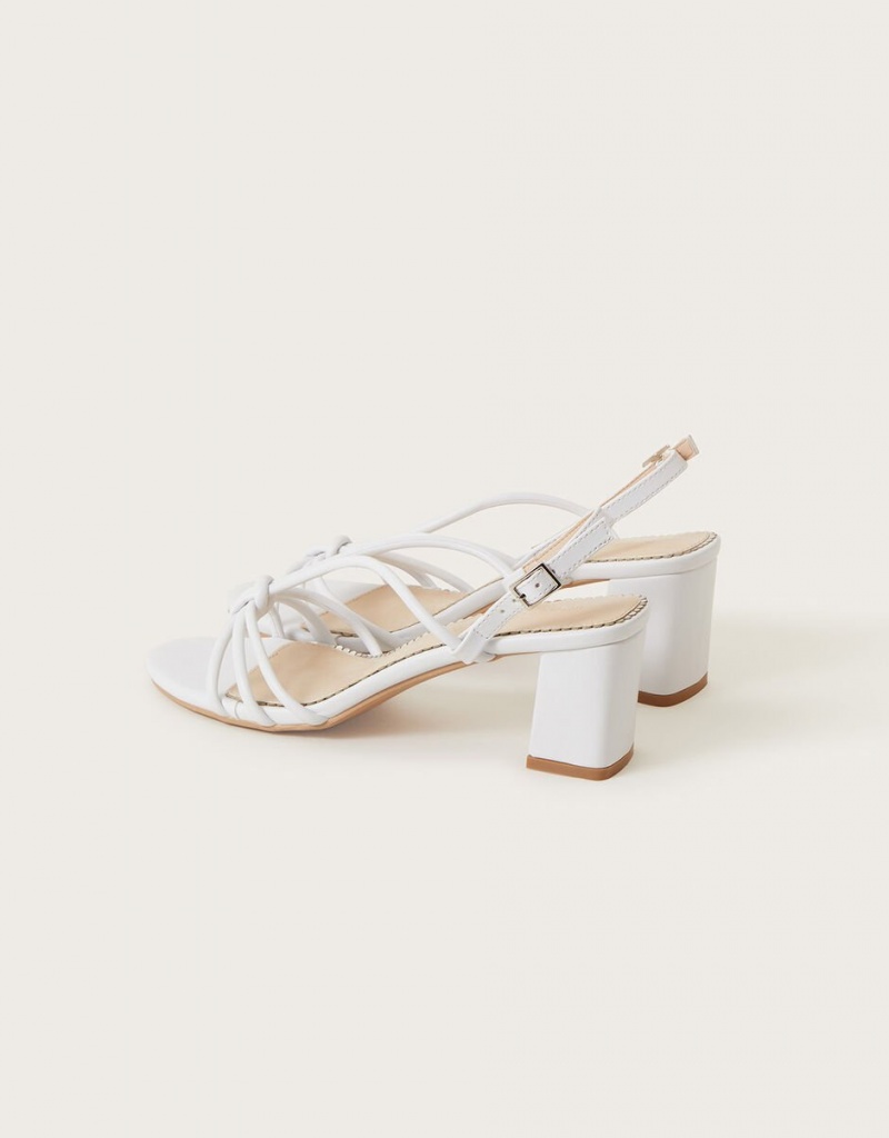 White Women's Monsoon Strappy Block Heel Sandals | DVM-6242