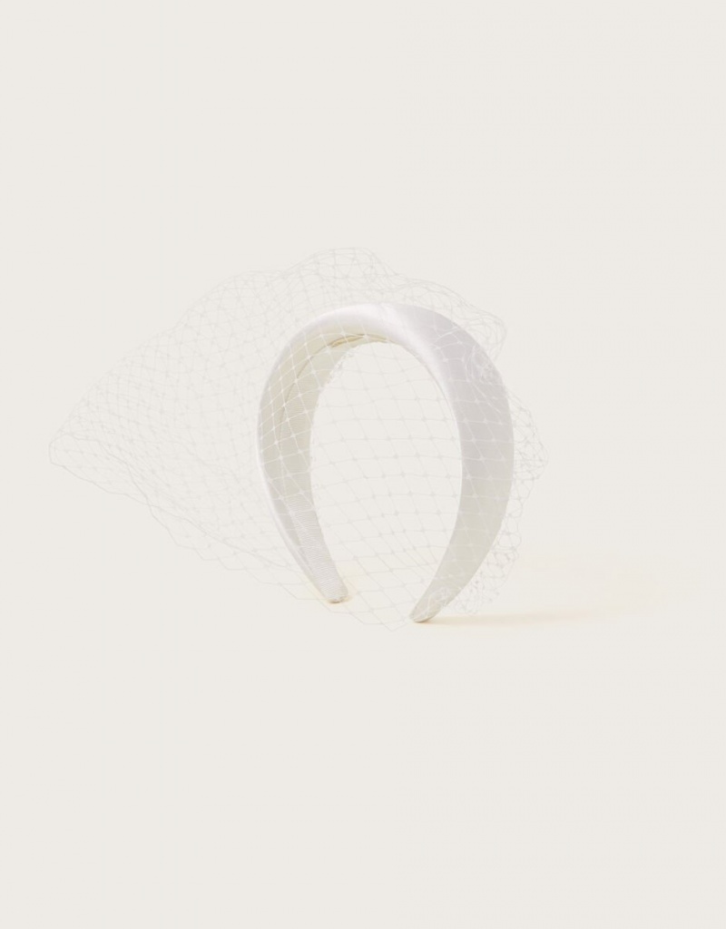 White Women's Monsoon Veil Headband | XAK-3167