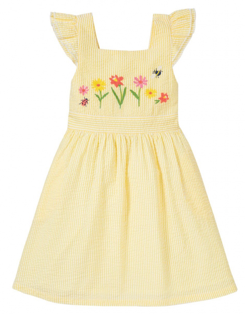 Yellow Kids' Monsoon Frugi Embroidered Dress | LJZ-3013