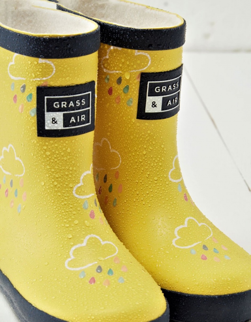 Yellow Kids' Monsoon Grass and Air Colour-Revealing Wellies Boots | CIX-8561