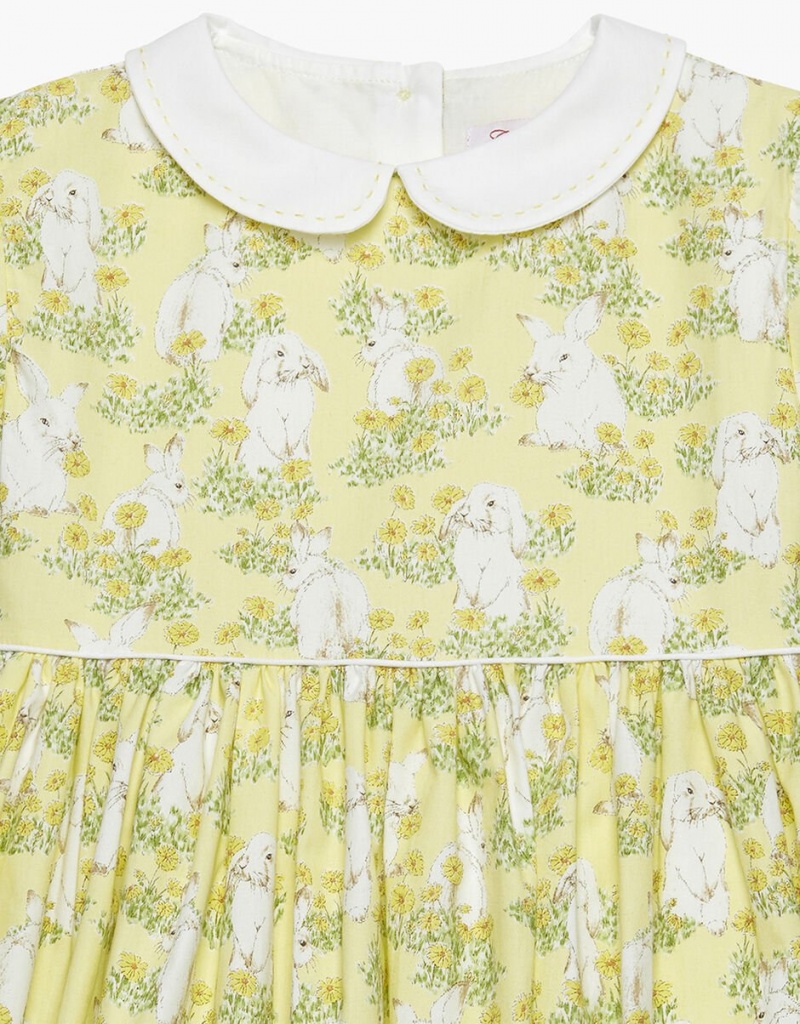 Yellow Kids' Monsoon Trotters Bunny Print Dress | ATD-1293