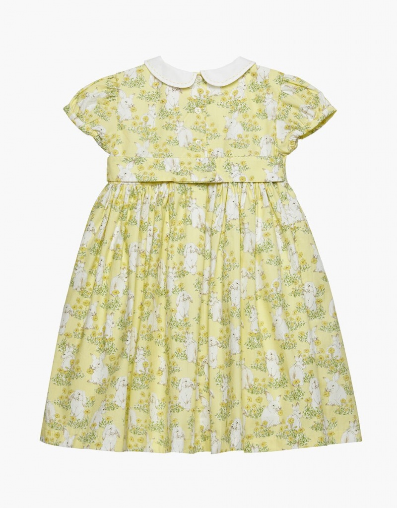 Yellow Kids' Monsoon Trotters Bunny Print Dress | ATD-1293